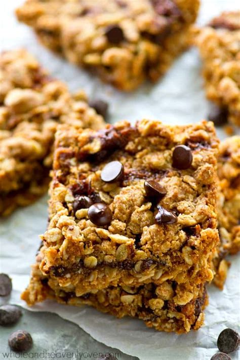 Add the next four ingredients (through baking soda). Coconut Oil Peanut Butter Caramel Chocolate Oat Bars