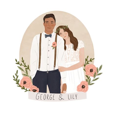 Custom Portrait Illustration Couple T Personalised Wedding T