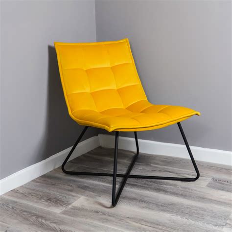Yellow Velvet Accent Chair Inner Home Furniture Seating