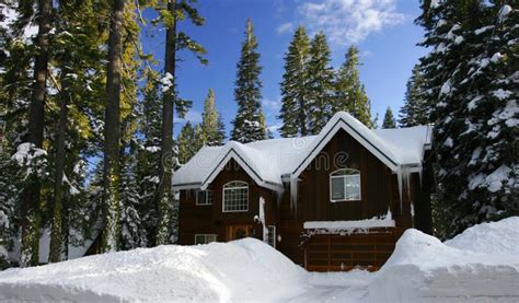 Cabin Covered By Fresh Snow Stock Photo Image Of Daylight Places