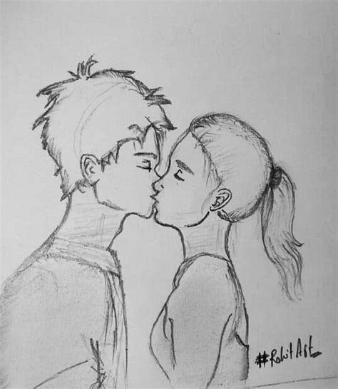 Couple Kiss Sketch Drawing Drawing Skill