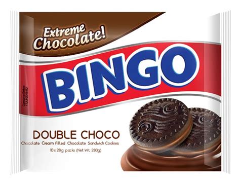 A Bag Of Chocolate Covered Cookies With The Word Bingo On Its Side