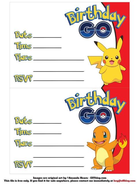 Pokemon Invitations Printable Birthday Invitations Pokemon Birthday