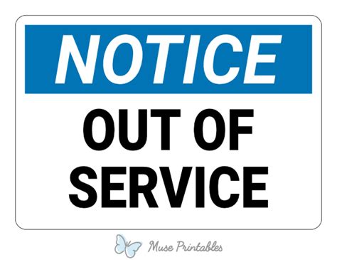 Printable Out Of Service Notice Sign