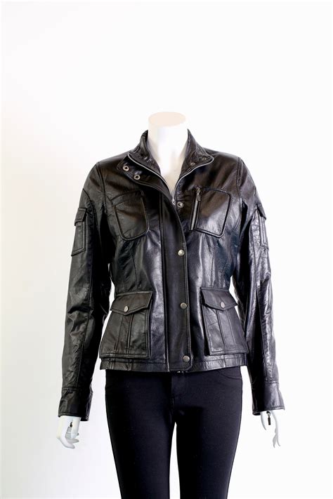 Ladies Leather Biker Jacket Available In Blue And Black Radford