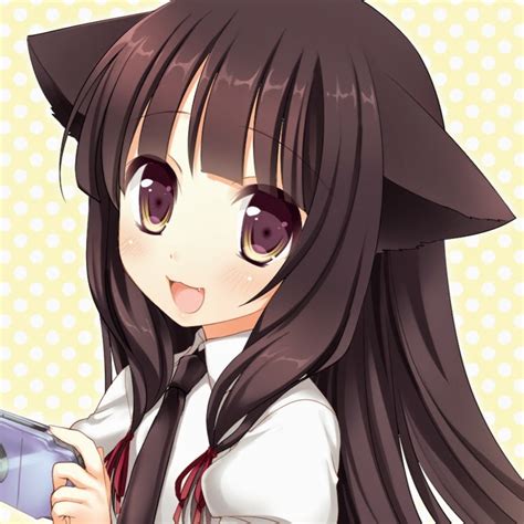 Brown Hair Anime Girl Cat Anime Wallpaper Hd