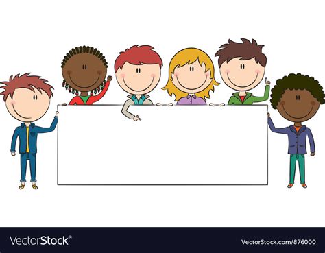 Kids Holding Banner Royalty Free Vector Image Vectorstock