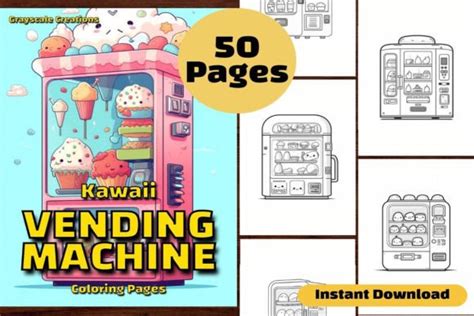 Vending Machine Coloring Page Book Graphic By Thegrayscalecreations