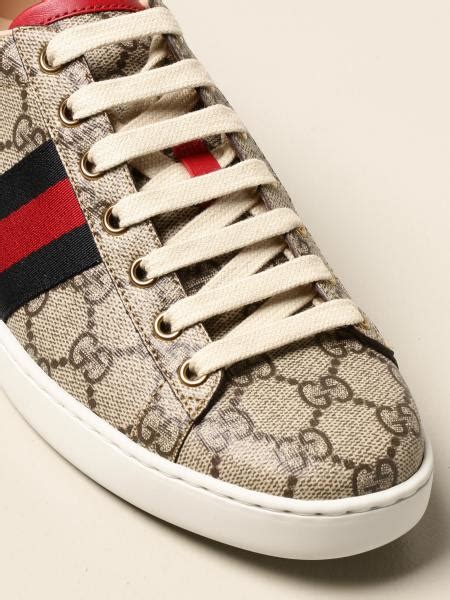 Gucci Ace Sneakers In Gg Supreme Fabric With Web Bands Sneakers Gucci