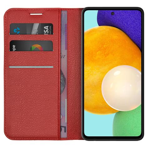 Leather Wallet Case For Samsung Galaxy A52 Red