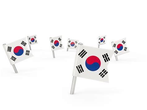 Square Flag Pins Illustration Of Flag Of South Korea