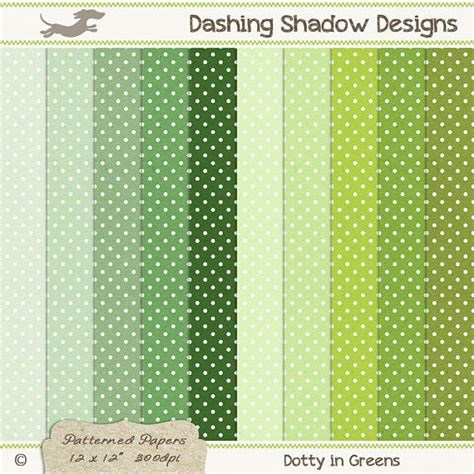 Digital Printable Scrapbook Craft Paper Dotty In Green Shades Polka