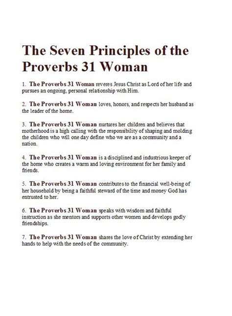 Seven Principles Of The Proverbs 31 Woman Proverbs Woman Proverbs