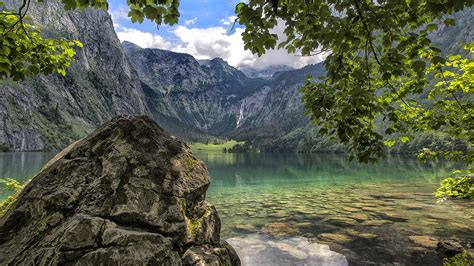 Berchtesgaden National Park Bavaria Obersee Lake In Germany Summer