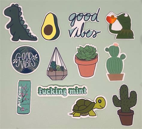 Green Aesthetic 12pc Sticker Pack Die Cut Stickers Etsy