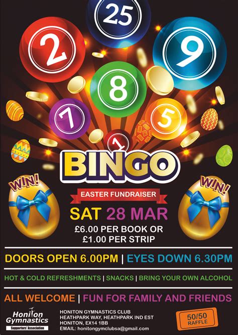The super sliding jackpot or millionaire's night are some of the players' favourites. Bingo Night - Easter Fundraising Event - Saturday 28th March 2020 — Honiton Gymnastics