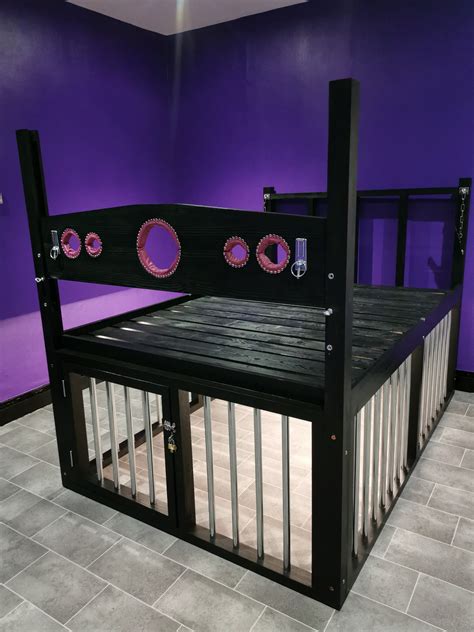 Bondage Bed With Cage And Light Bedroom Fetish Bed Fetish Toys Etsy