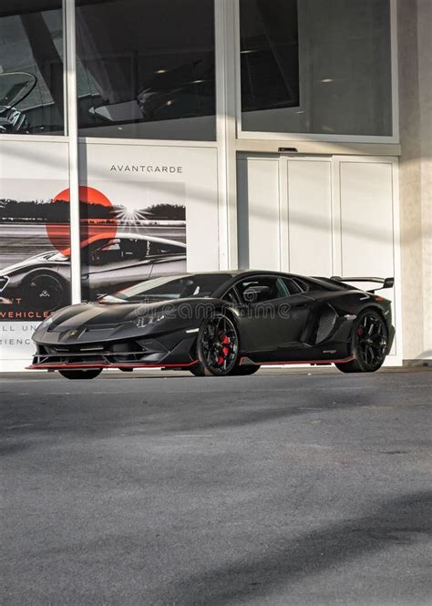 Matte Black Lamborghini Aventador Svj Luxury Car Editorial Photo