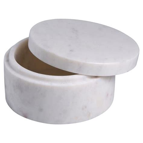 Noelle Modern Classic White Marble Round Box Kathy Kuo Home