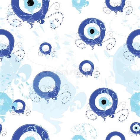 Seamless Tileable Pattern With Blue Greek Evil Eye Symbol Of
