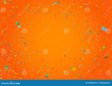 Colorful Confetti Falling Randomly Abstract Orange Background With