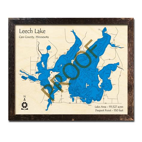 Leech Lake Mn 3d Wood Topo Maps