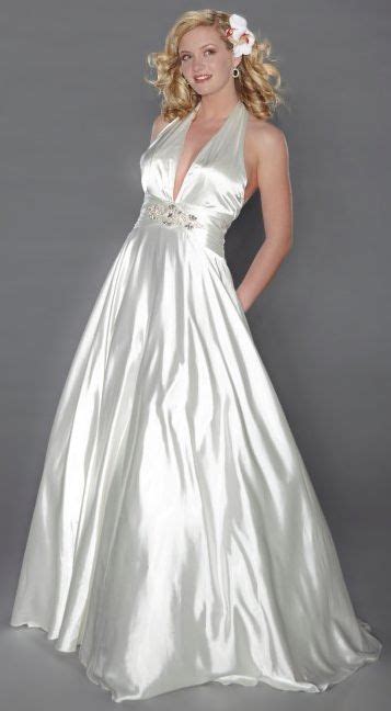 Long white prom dresses, party dresses, and informal wedding dresses. Front Side of Nika Formals 3406 White V-Neck Halter Satin ...