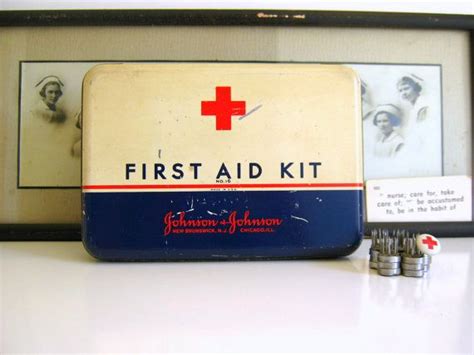 Vintage First Aid Kit Johnson And Johnson Medical Tin Etsy First