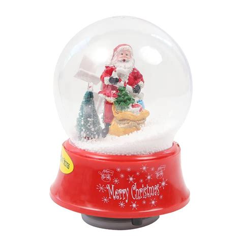 Elegantoss Christmas Lighted Rotating Music Box Snow Globe With Santa