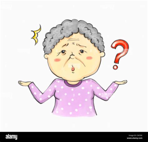 Illustration Of An Old Lady With Confusion Stock Photo Alamy