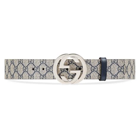 Gucci Canvas Gg Supreme Belt With G Buckle In Blue For Men Lyst
