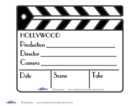 「easy to use」 cut, reverse and change speed: Printable Clapboard Decoration | Movie themed party ...
