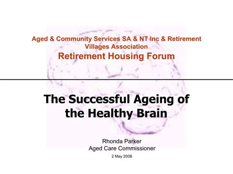 Ppt Aged Community Services Sa Nt Inc Retirement Villages Association