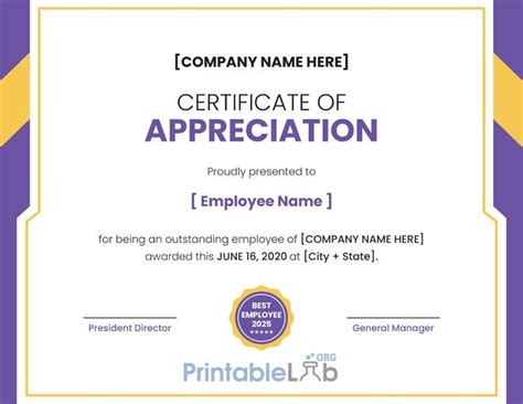 Printable Employee Appreciation Certificate Format In Pertaining To New