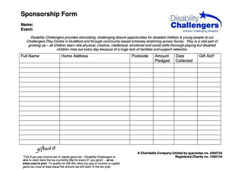 Blank Sponsorship Form Template Sample Professional Template