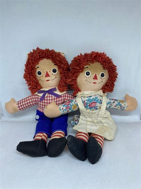 Toys Vintage 1960s 1970s Knickerbocker Raggedy Ann And Andy Dolls