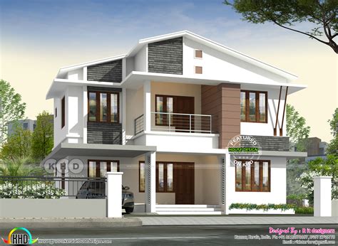 1468 Square Feet 4 Bedroom Modern Sloped Roof House Plan Kerala Home
