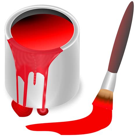 Paint Bucket With Red Paint And Paintbrush Clipart Free Download