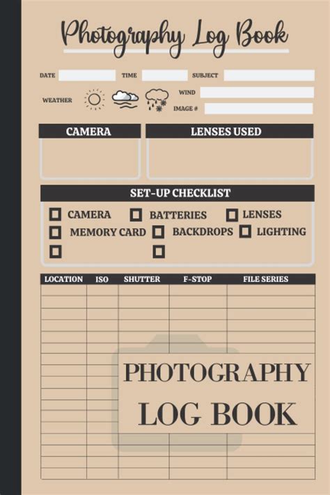 Photography Log Book Photo And Photographer Log Book To Record And