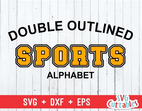 Double Outlined Sport Alphabet Svgcuttablefiles