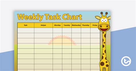 Weekly Task Chart Savannah Teach Starter