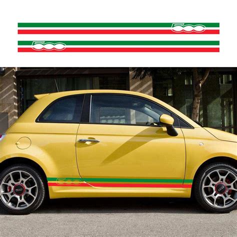 2pcs Italian Flag Auto Vinyl Pvc Decals For Fiat 500 Abarth Car Door
