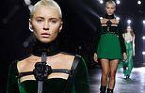 Iris Law Struts Her Stuff In A Choker Inspired Roberto Cavalli Mini Dress In