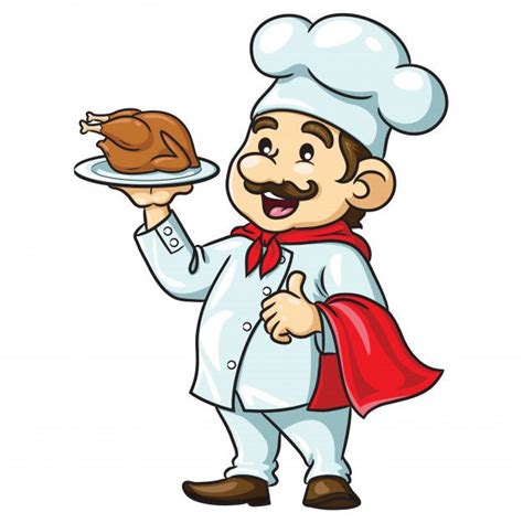 Premium Vector Chef Cartoon With Roasted Chicken Chef Dibujos