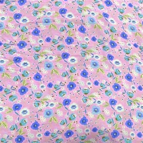 Whitepink And Purple Digital Printed Cotton Fabric Floral Gsm