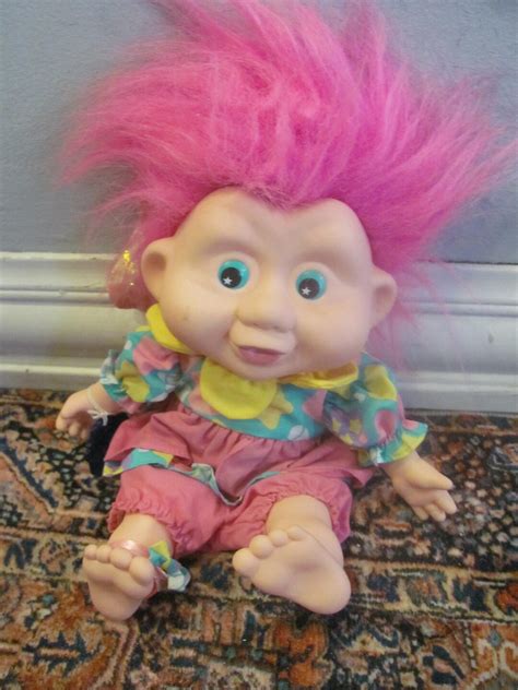 Vintage 1991 Magic Troll Doll Pink Hair Plush Rubber Face 90s Etsy