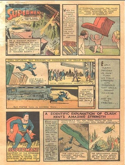 Superman Action Comics No 1 1938 Page Of First Story Superman