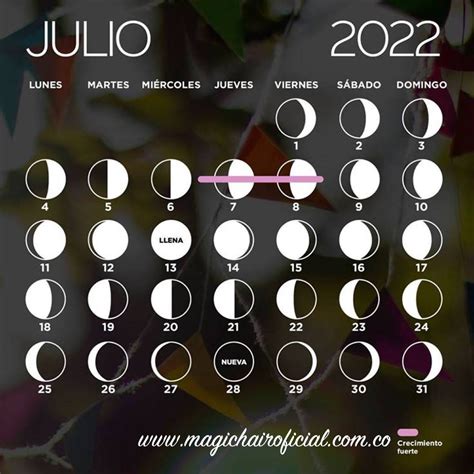 Calendario Lunar De Julio 2022 Magic Hair Oficial