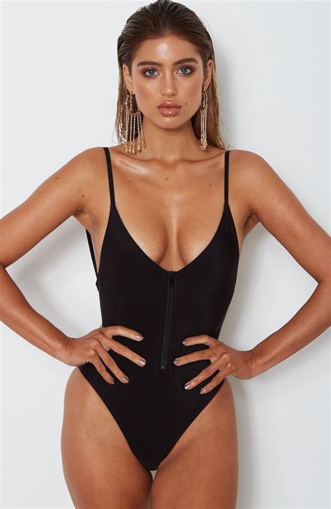 Women Monokini Zipper Front Solid Swimwear Padded Bra Backless One Piece Bikini Bathing Suit S Xl