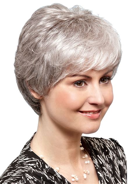 Short 8 100 Hand Tied Synthetic Ladies Grey Wigs